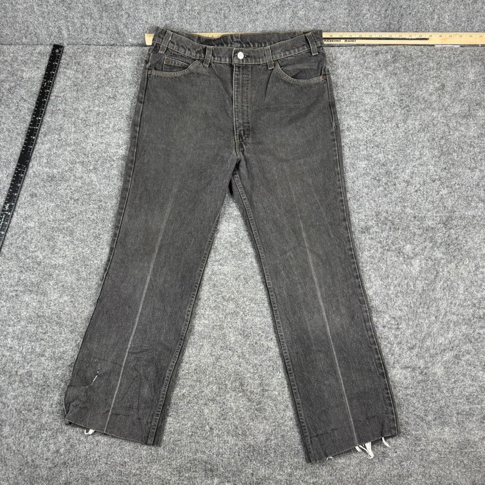 Levi's Jeans Mens Size 36 Black 505 Straight Leg Denim Faded Vintage Made in USA